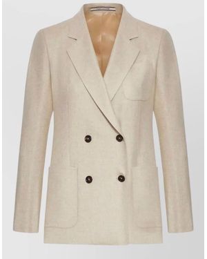 Tagliatore Nayade Double Breasted Jacket Tailored Style - Natural