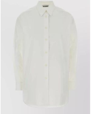 Jil Sander Poplin Oversize Shirt Buttoned Cuffs Long Sleeves - White