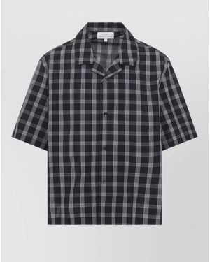 Studio Nicholson Checked Cotton Cuban-Collar Short-Sleeve Shirt - Grey