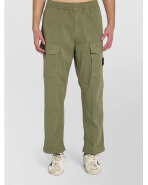 Stone Island Cotton Loose-Fit Wide-Leg Trousers - Green