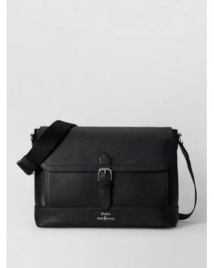 Polo Ralph Lauren Large Messenger Bag Adjustable Strap Buckle - Black
