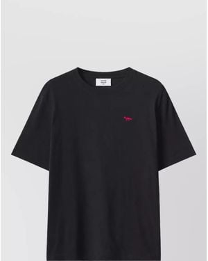 Maison Kitsuné Cotton Ribbed Crew-Neck Short-Sleeve T-Shirt - Blue