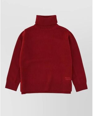 Maison Kitsuné Turtleneck Sweater Ribbed Cuffs And Hem - Red