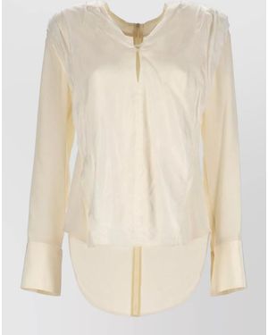 Victoria Beckham Long Sleeve Top Buttoned Cuffs Design - Natural