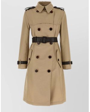 Burberry Foxfield Trench Coat Epaulettes Chinstrap - Natural