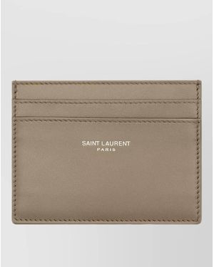Saint Laurent Leather Cardholder - Natural