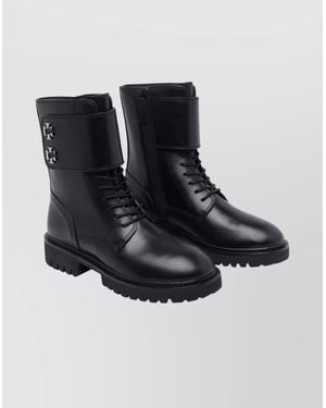 Tory Burch Stylish Lace-Up Ankle Strap Booties - Black