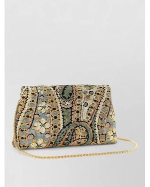 Dries Van Noten Paisley Jacquard Envelope Clutch Bag - Metallic