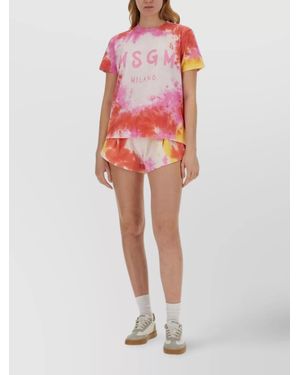 MSGM Tie-Dye Cotton Short Shorts - Red