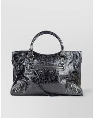 Balenciaga Le City Medium Leather Tote Bag - Gray
