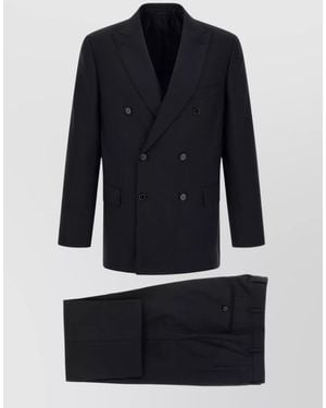 Brioni Wool Mohair Double Breasted Coat - Blue