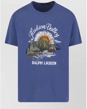 Polo Ralph Lauren Crew Neck T-Shirt Short Sleeves Graphic Print - Blue