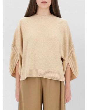 Max Mara Knit Shirt Button Detail Oversized Raglan Sleeves - Natural
