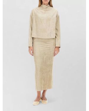 Alysi Velvet Straight Skirt - Natural