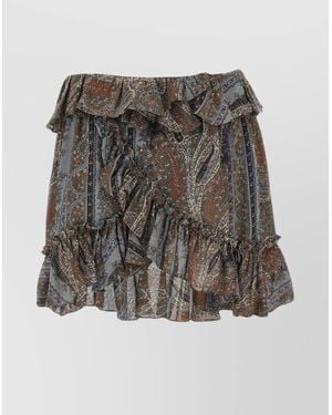 Saint Laurent Silk Printed Asymmetric Skirt - Grey