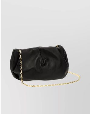 Burberry Chain Strap Rectangular Ruched Clutch - Black