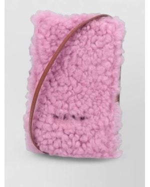 Marni Crossbody Bag Faux Fur Trim Strap - Pink