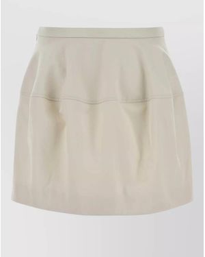 Loewe High Waist Cotton Blend Pleated Skirt - Natural