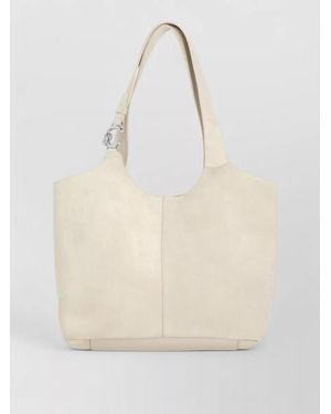 Coccinelle Tote Bag Set Suede Leather Clutch - Natural