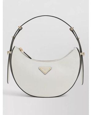 Prada Shoulder Bag Adjustable Strap Curved Shape - White