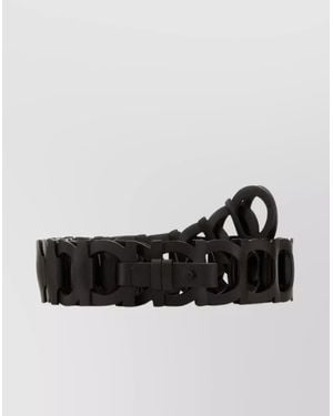 Ferragamo Leather Belt Adjustable Interlocking Design - Black