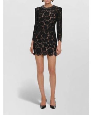 Self-Portrait Long Sleeve Lace Mini Dress Evening - Black