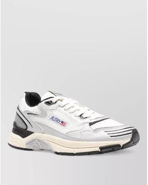 Autry Calf Leather Mesh-Panel Low-Top Sneakers - White