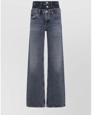 Agolde Denim High-Rise Double-Waist Straight-Leg Jeans - Blue