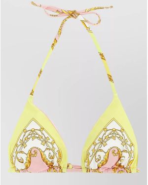 Versace Printed Triangle Bikini Top - Yellow