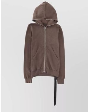 Rick Owens Hooded Jacket Relaxed Fit Kangaroo Pockets - Brown