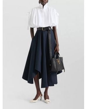 Givenchy Cotton Long Asymmetric Skirt - Blue