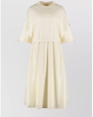 Moncler Cotton Ribbed Midi Dress - Natural