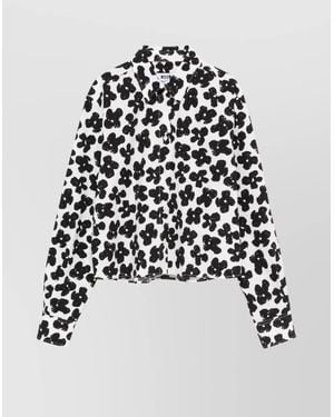 MSGM Floral Pattern Cotton Poplin Shirt - White