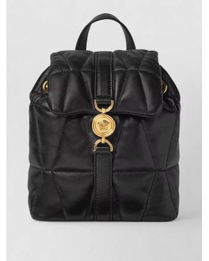 Versace Kleio Leather Quilted Backpack - Black