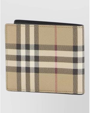 Burberry Foldable Checkbook Wallet Textured Finish - Natural