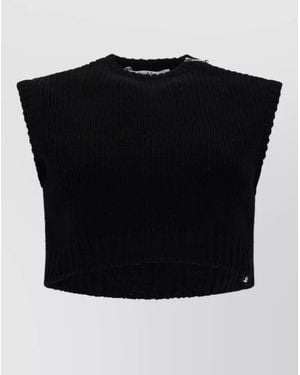 Max Mara Cropped Knitted Top - Black
