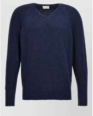 Ma'ry'ya V Neck Fine Knit Long Sleeve Jumper - Blue