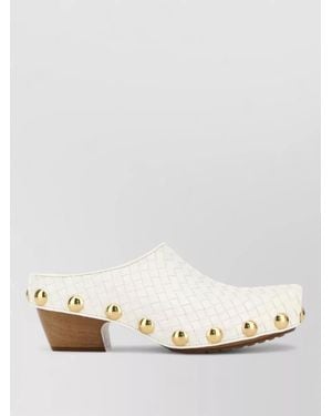 Bottega Veneta Leather Gondola Mules Woven Texture Studs - Natural