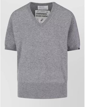 Extreme Cashmere Cashmere Blend Lightweight V Neck Knit Top - Grey