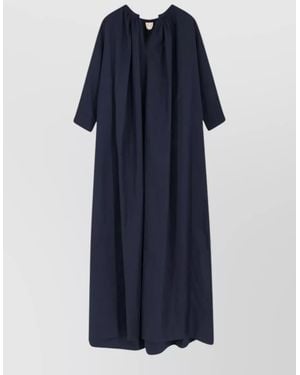 Aspesi Cotton Midi Dress Half And Short Sleeves - Blue
