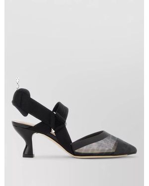 Fendi Mesh Ff Logo Print Slingback Court Shoes - Black