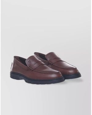 Tod's Premium Calfskin Penny Strap Loafers - Brown