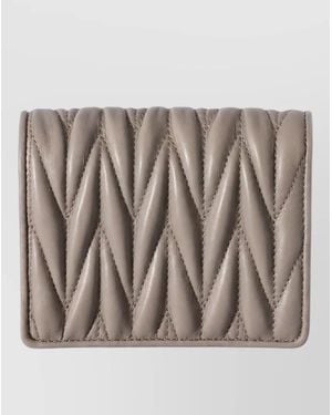 Miu Miu Matelasse Minute Quilted Leather Cardholder - Brown