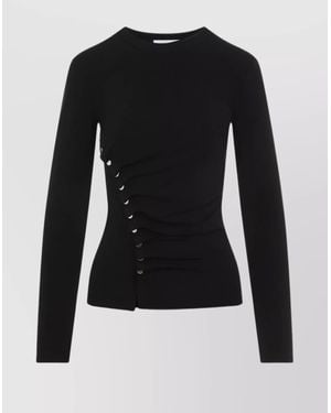 Rabanne Ruched Design Long Sleeves Top - Black