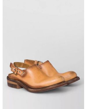 Miu Miu Leather Sling Back Round Toe Sabot - Grey