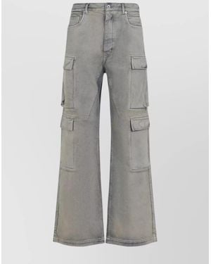 Rick Owens Cotton Wide-Leg Cargo Jeans - Grey