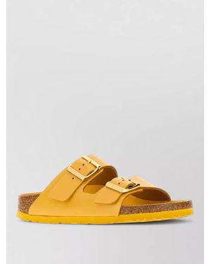 Birkenstock Leather Arizona Sandals Cork Sole Slip On - Yellow