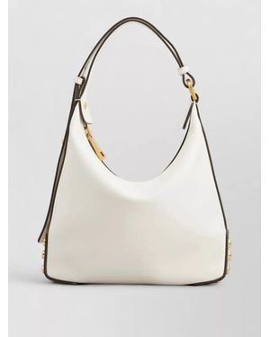 Tod's Shoulder Bag Structured Silhouette Studded Top Handle - Natural