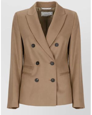 Peserico Virgin Wool Double-Breasted Blazer - Natural