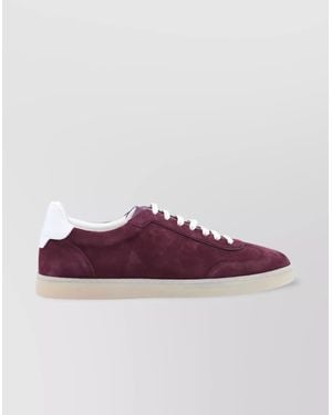 Brunello Cucinelli Low Top Suede Finish Rubber Sole Sneakers - Purple